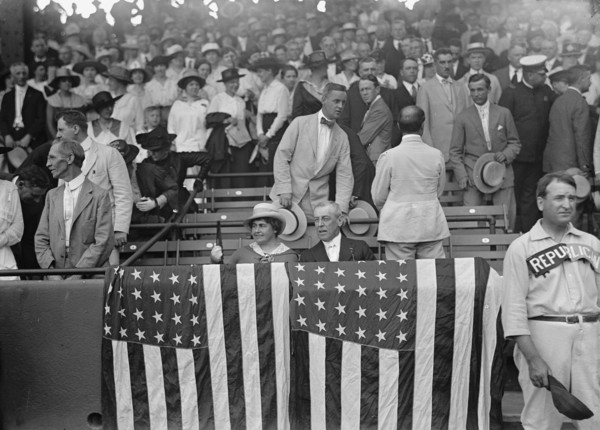 Baseball, Congressional - President And Mrs. Wilson, 1917. Creator: Harris & Ewing.