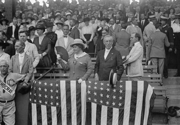 Baseball, Congressional - President And Mrs. Wilson, 1917. Creator: Harris & Ewing.