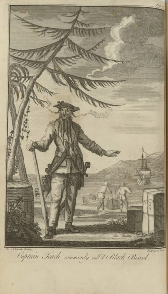 Portrait of the Pirate Edward Teach, known as Blackbeard, 1736. Private Collection.