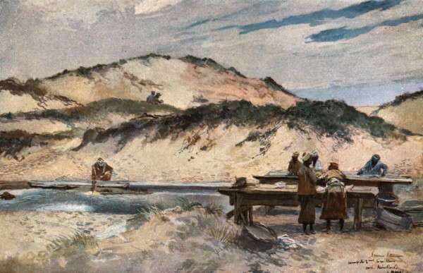 ''Le Lavoir du 3e Tirailleurs tunisiens a Oost-Duinkerke.', c1915. Creator: Unknown.