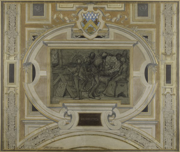 Esquisse pour la galerie des Métiers de l'Hôtel de Ville : Verriers, 1890. Glassworkers.