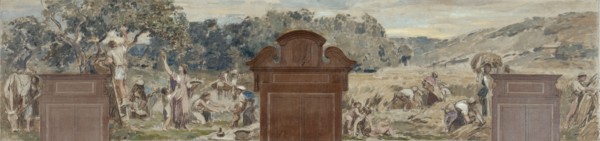 Esquisse pour la salle des fêtes de la mairie de Pantin : La cueillette. La moisson, 1886.