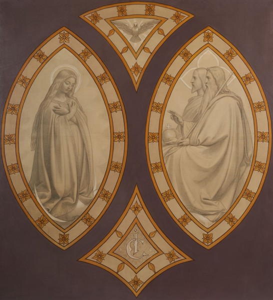 Esquisse pour l'église Saint-Séverin : La Vierge devant la Trinité. Creator: Joseph Félon.