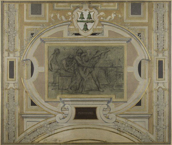 Esquisse pour la galerie des Métiers de l'Hôtel de Ville : Fondeurs, 1890. Foundry workers.