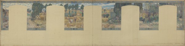 Esquisse pour la mairie de Fresnes : Paysage. Travaux des champs, 1905. Creator: Victor Menu.