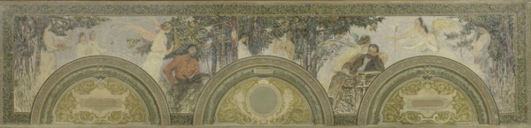 Esquisse pour le salon d'entrée sud de l'Hôtel de Ville : La Peinture - La Littérature, 1892.