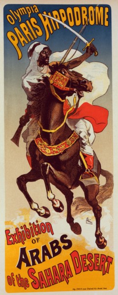 Affiche pour Paris-Hippodrome : "Exhibition d'Arabes du Sahara", c1899. Creator: Jules Cheret.