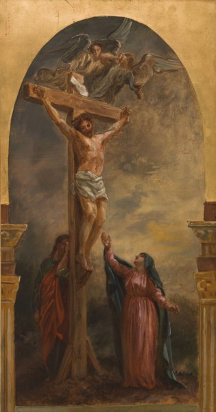 Sketch for the church of Saint-Eustache: Christ on the cross, c.1854.  Creator: Léon Riesener.