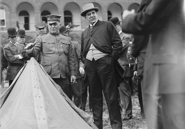 Jacob M. Dickinson, Secretary of War - Inspecting Army Equipment, 1911. Creator: Harris & Ewing.
