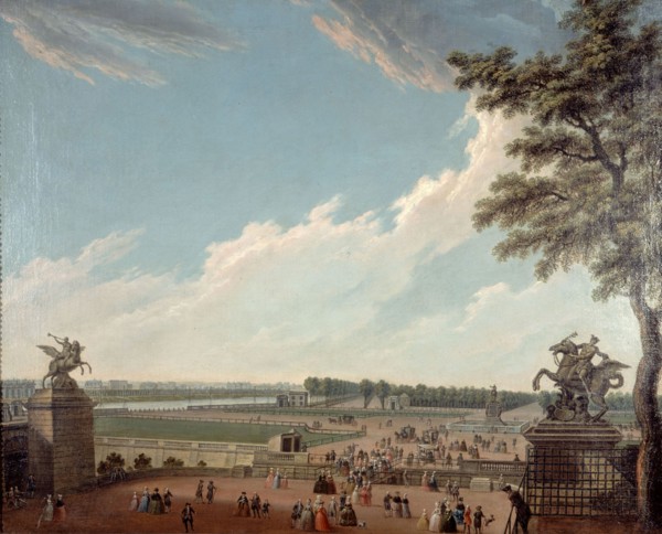Place Louis XV and the Champs-Elysées, seen from the swing bridge, around 1780... Creator: Unknown.