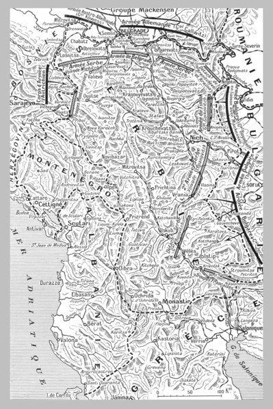 ''Position des armees au moment de l'offensive austro-bulgare contre la Serbie.'. Creator: Unknown.