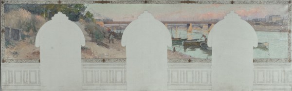 Esquisse pour la mairie d'Asnières : Eté. La Seine à Asnières, c.1900. Creator: Henri Gaston Darien.