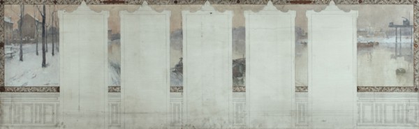 Esquisse pour la mairie d'Asnières : Hiver. La Seine à Asnières, c.1900. Creator: Henri Gaston Darien.