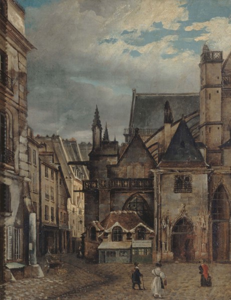 Saint-Germain-l'Auxerrois church and rue Chilpéric, around 1830, now Place du Louvre... Creator: Unknown.