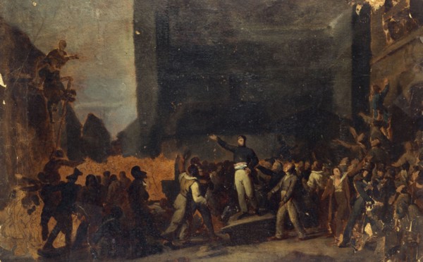 Alphonse Baudin (1811-1851) at the barricade of Faubourg Saint-Antoine, December 3, 1851.  Creator: Unknown.