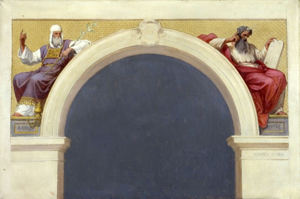 Esquisse pour l'église Saint-François-Xavier : Moïse et Aaron, between 1874 and 1876. Creator: Romain Cazes.