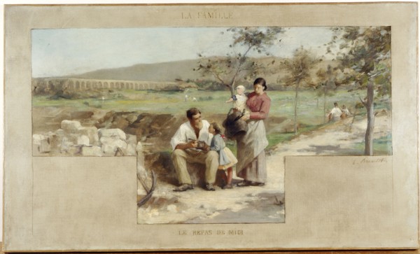 Esquisse pour la mairie d'Arcueil-Cachan : La famille - le repas de midi, 1888. Creator: Alfred Henri Bramtot.