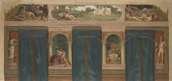 Esquisse pour la mairie de Saint-Maur-des-Fossés : Les Vertus opposées aux Vices..., 1883. Creator: Paul Milliet.