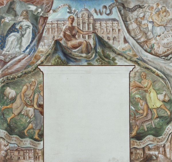 Esquisse pour l'escalier d'honneur de la mairie du 13ème arrondissement de Paris..., 1933. Creator: René Baucher.