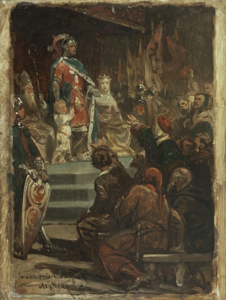 Sketch for the Hôtel de Ville, Paris : Philip II of France leaving for the Holy Land, c.1862. Creator: Adolphe Yvon.