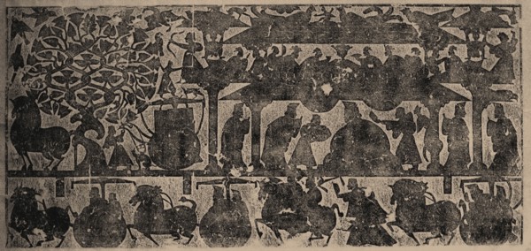 The rubbing from the carved stone chambers of the Wu Family in Shantung Province, 25-220. Creator: Central Asian Art.