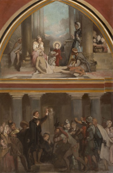 Sketch for the church of Saint-Séverin: the childhood of St Francis de Sales..., c.1852. Creator: Victor-Louis Mottez.