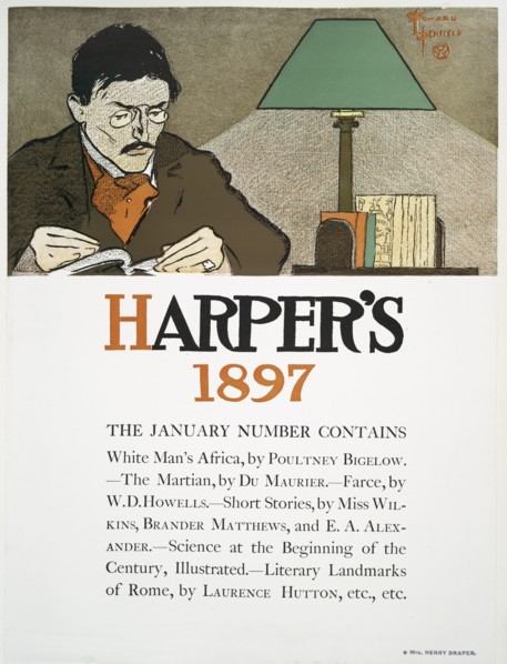 Harper's 1897, The January Number Contains White Man's Africa, by Poultney Bigelow..., c1897. Creator: Edward Penfield.