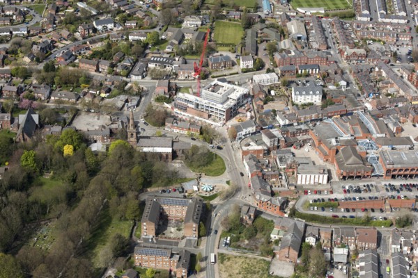 Shakespeare North Playhouse under construction and Prescot High Street Heritage Action Zone, 2021. Creator: Damian Grady.