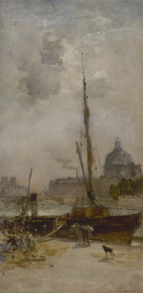 Esquisse pour le salon des Arts de l'Hôtel de Ville de Paris : Le port Saint-Nicolas, c.1889. Creator: Charles Lapostolet.