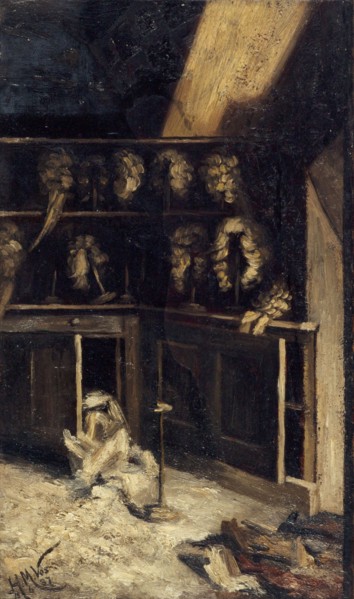 La réserve des perruques à l'Opéra-Comique, après l'incendie du 15 mai 1887, place Boieldieu... Creator: Henri-Martin Vos.