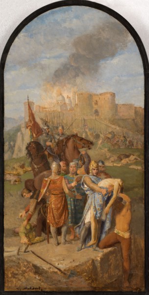 Esquisse pour l'église Saint-Sulpice : Saint Louis enterre les pestiférés à Damiette, c.1864 - 1870. Creator: Louis Matout.