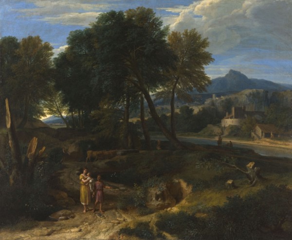 Pastorale avec un jeune pâtre et une femme avec un enfant dans les bras, between 1662 and 1679. Creator: Francisque Millet.