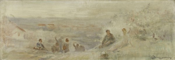 Esquisse pour la mairie de Montreuil-sous-Bois : Paysage - Repos sous les arbres, 1892. Creator: Claude Charles Bourgonnier.