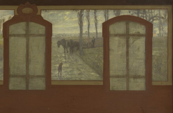 Esquisse pour la mairie de Fresnes : Sur le plateau, Une place de Fresnes. Les carrières..., 1905. Creator: Jean Joseph Enders.