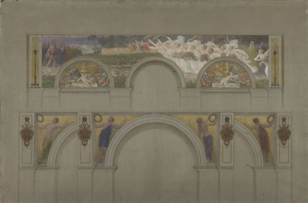 Esquisse pour les salons d'entrée de l'Hôtel de Ville de Paris : Scène antique, le triomphe..., 1892 Creator: Jules-Jean Ferry.