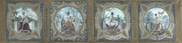 Esquisse pour la galerie Lobau de l'Hôtel de Ville de Paris : La Poésie. La Joie. La Danse..., 1890. Creator: Henry Jean Louis Boureau.