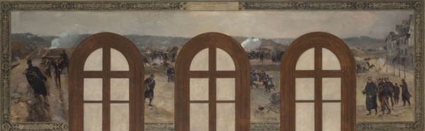 Esquisse pour le cabinet du Préfet à l'Hôtel de Ville de Paris : Batteries du 6ème secteur..., 1889. Creators: René Joseph Gilbert, Henri-Louis Dupray.