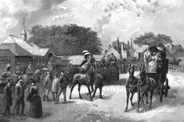 ''The July sales at Newmarket - a sketch in Tattersall's sale paddock', 1890. Creator: Unknown.