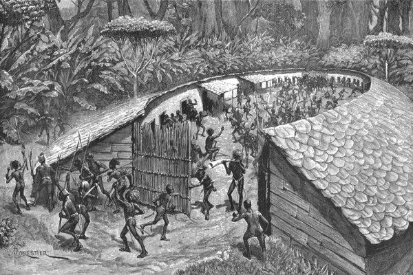 In Darkest Africa - Illustrations from Mr Stanley's Great Book, Iyugu: A Call to Arms, 1890. Creator: Unknown.