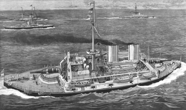 ''View of the Deck of a First Class Battleship; HMS"Benbow"', 1890. Creator: Unknown.