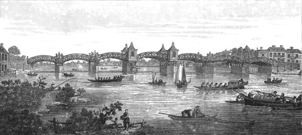''View of the Old Wooden Bridge at Hampton Court, constructed 1753', 1890. Creator: Unknown.