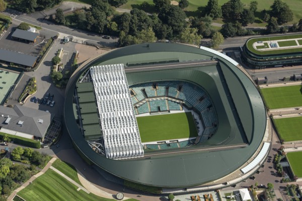 No 1 Court at the All England and Lawn Tennis and Croquet Club, Wimbledon, 2021.