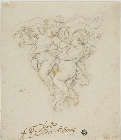 Spandrel Decoration with Two Putti, n.d. After Carlo Maratti.