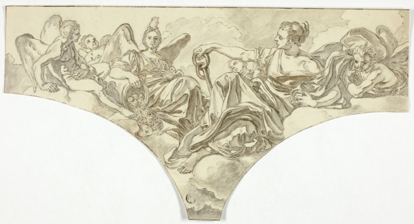 Spandrel Decoration with Seated Allegorical Figures of Hope and Concord, n.d.