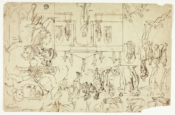Copies after Illustrations of Statues and Paintings (recto); (Measurements for a Man's Skeleton (verso)), n.d.