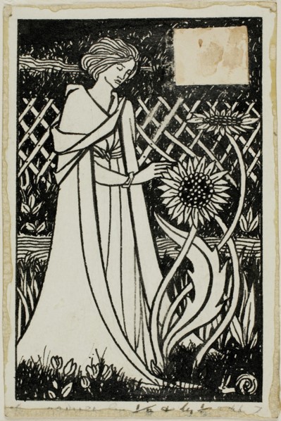 Decorative Study: Woman with Sunflowers, 1892/98. Attributed to Aubrey Beardsley.