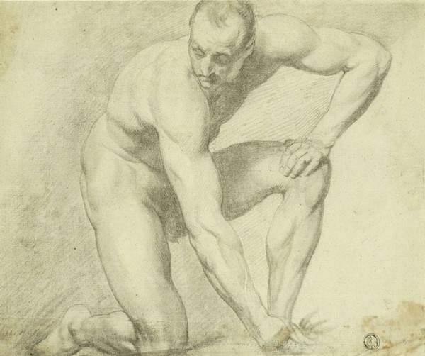 Male Nude Stooping, 1790/99. Attributed to Joseph Mallord William Turner.
