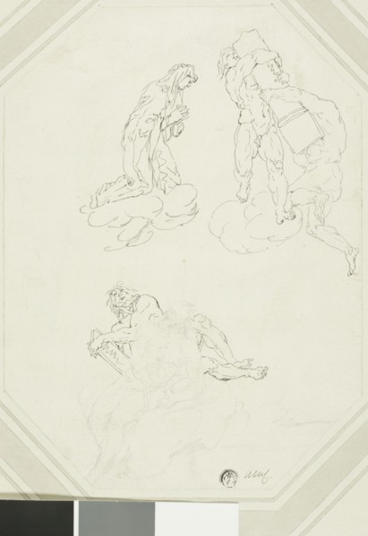 Praying Virgin and Figures in Clouds, n.d. Attributed to Raymond de Lafage.