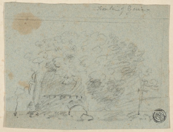 Sketch of Trees Near Bridge (recto); Sketch of Building (verso), n.d. Attributed to Richard Wilson.