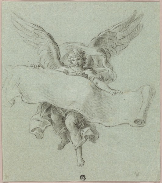 Angel with Scroll, n.d. Attributed to Sebastiano Conca.